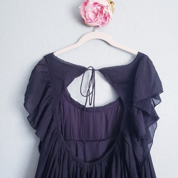 Free People Hailey Black Ruffle Babydoll Mini Dress - Picture 6 of 9